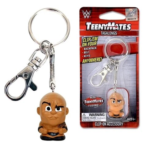 WWE Teenymates Tagalong Key Chain With Clip The Rock Cover
