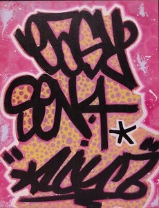 GRAFFITI URBAN STREET ART LEGENDS TAGGED EASY SEN4 & KIT 17 ORIg M/M on CANVAS - Picture 1 of 7