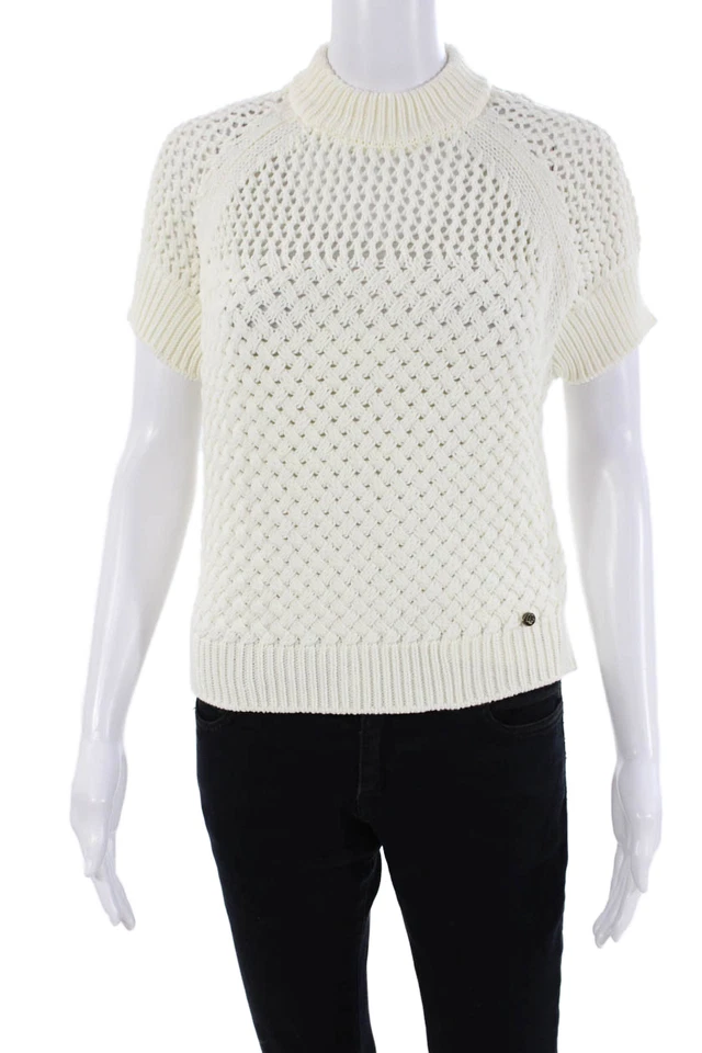 Suéter Ted Baker London Mujer Tejido Mangas Cortas Blanco Algodón Talla 1 Foto 1 de 4