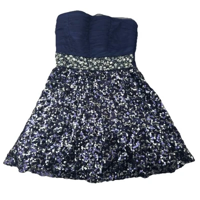 My Michelle Strapless Navy Sequin Party Dress Size 1 Prom Homecoming Formal EUC - Image 1 of 4
