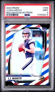 Panini Prizm Jj Mccarthy #400 2024 rojo/blanco/azul Prizm RC PSA 9 Vikings - Imagen 1 de 2