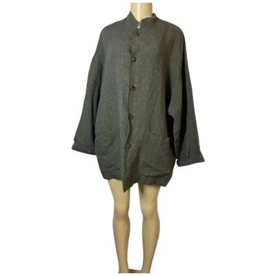 Blazer Chaqueta Eskandar Playa Verde Gris Lino Temporada Actual Talla XS/S/M/L Foto 1 de 4