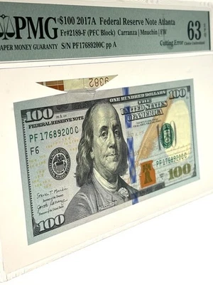 $100 2017A Federal Reserve Note Atlanta Fr#2189-F (PFC Block) Carranza | Mnuchin - Image 1 of 4