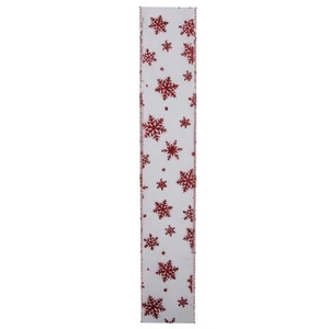 Northlight 12 White Red Snowflake Burlap Wired Christmas Ribbon Spools 2.5" - Picture 1 of 4