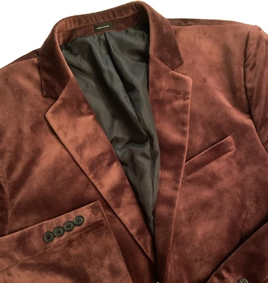 Blazer masculino J. Ferrar veludo borgonha slim fit casaco esportivo tamanho 46R data noite NOVO - Imagem 1 de 4