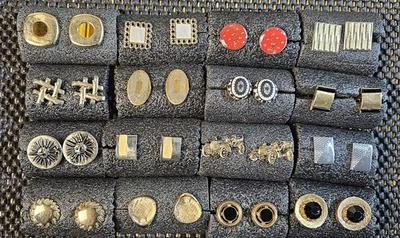 Lote de 16 gemelos vintage surtidos a juego piedras doradas y plateadas lisas Foto 1 de 4