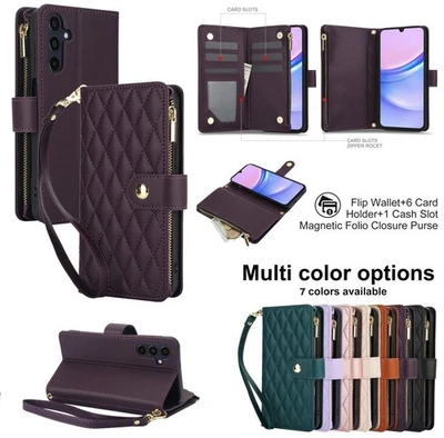 Magnetic Leather Flip Stand Card Wallet Case Cover For Samsung Galaxy "A" Series - Image 1 of 4