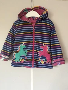 Jojo Maman Bebe Hoodie Zip Up Age 12-18 Months Unicorn Applique Reversible Pinks - Picture 1 of 24