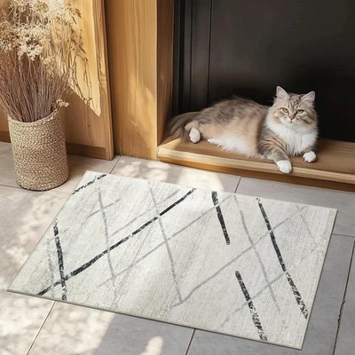 Washable Rug Entryway Rug Moroccan Rug Grey Thin Rug 61X91Cm Modern Geometric Ac - image 1 of 4