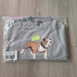 Janie & Jack Jungen Bulldogge gestreifter Pullover Größe 6 grau - Bild 1 von 3