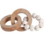 Wooden Wooden Decorative Chain Retro Color Three Ring Buckle Wooden Chain  Room