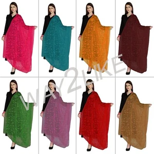 Dupatta Chiffon Scarf Chunni Hand Embroidery Stole Hijab Women Wrap Party Wear - Picture 1 of 20