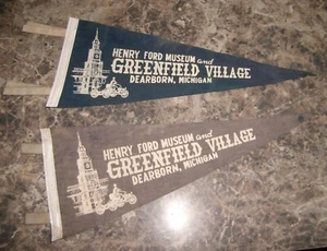 Henry Ford Museum Greenfield Village Dearborn pennant lot of 2 vintage souvenir - Picture 1 of 1