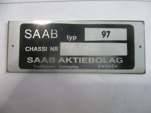 ID Plate Saab Sonett Type 97 Plate - Picture 1 of 1