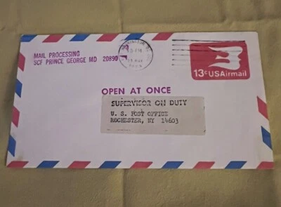 US Scott UC 47 13¢ rose red Bird In Flight UC17 Used Inter-postal Mail envelope  - Image 1 of 4