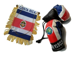 Costa Rica Rican Banner Flag Car Rearview Mirror Boxing Glove Map Country Gift - Picture 1 of 3