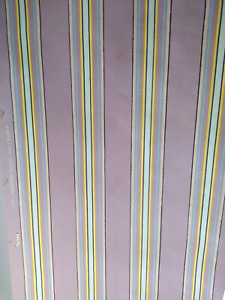 1950 Sears Harmony House 4 Yards 15" Purple/Yellow Stripe ORIGINAL Wallpaper NOS