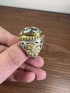Wunderschöner natürlicher persischer Türkis 925 Sterling Silber Herren Ring 30 Gramm - Bild 1 von 14
