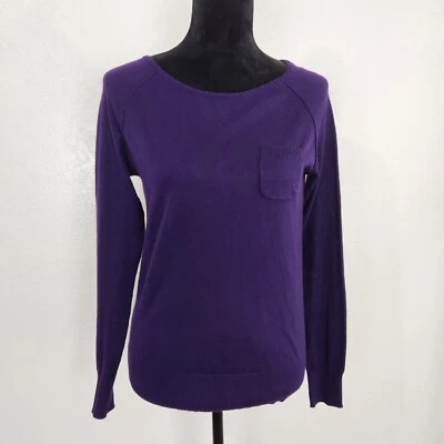 Active Basic Púrpura Cuello Barco Manga Larga Pullover Top Blusa Camisa Suéter Talla L Foto 1 de 4