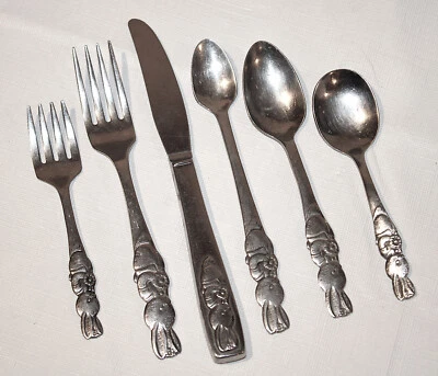 Vintage Peter Rabbit Utensils Oneida Stainless Children's Complete Set of 6 RARE - Image 1 of 4
