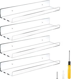Jansburg Floating Shelves 15 inch Acrylic Wall Ledge 15 INCH, 4 Pack