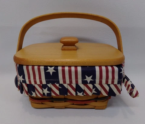 Longaberger All American Collection 1997 Patriot Basket 10654 with Lid / Liner Cover