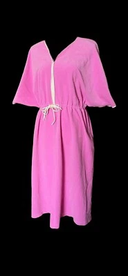 Винтажный 70-х розовый бархат плащ рукав платье дом пальто гламур тщеславия ярмарка Sz M - Изображение 1 из 4
