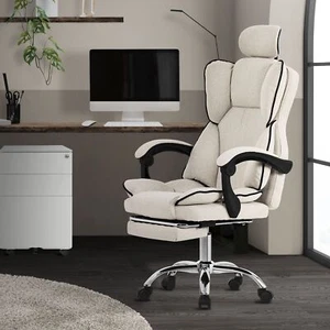 Silla gaming beige con función balancín asiento giratorio con reposapíes y cojín - Imagen 1 de 9