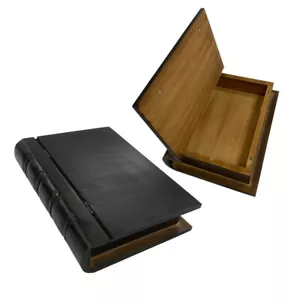 10" Black Wood Hollow Book Safe Storage Box - Picture 1 of 5