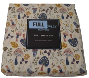 CYNTHIA ROWLEY Mushrooms Flowers FULL Sheet Set 4 Piece Fall Leaves Earthy - Picture 1 of 4