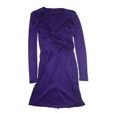 ESCADA Ruched Stretch A-Line Dress Purple Long Sleeve Knee Length Womens UK 10