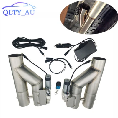 3'' Double Electric Exhaust  Y Pipe Dual Control Valve Kit Remote Switch - Image 1 of 4