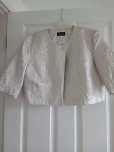 James Lakeland Bolero Jacket Cream Gold UK 14 - 16 Jacquard Crop Blazer Italy - Picture 1 of 11