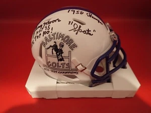 Lenny Moore Signed Colts 58-59 Mini Helmet W/ 4 Inscriptions Beckett BN32880 - Picture 1 of 4