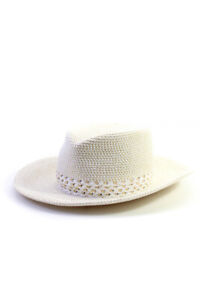 Eric Javits Womens Woven UPF 50+ Panama Hat White Beige One Size
