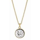 NEW Silver Mercury Dime Goldtone Coin Pendant with 18" Chain 13594