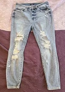 Judy Blue Jeans Womens 14W Blue Skinny Fit Stretch Denim Distressed JB82293LT - Picture 1 of 10