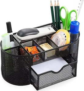 Mesh Desk Organizer Desktop Office Supplies Multi-Functional Caddy Pen Holder St - Picture 1 of 12