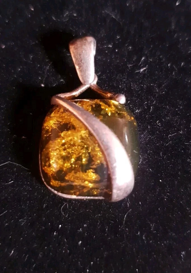 Baltic Amber Sterling Silver 925 Square Pendant 3.4g - Image 1 of 4