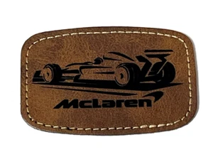 Brown Leatherette Mclaren F1 Patch Iron on Adhesive for Hats, Bags, Clothing - Picture 1 of 3