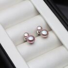 Imitation Pearls Double Charm Earrings - Jewelry Silver Color Stud Earring 1pair