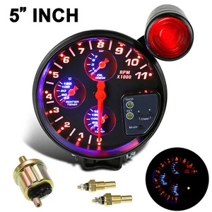 5" 4IN1 Tachometer+Oil/Water Temp Gauge+Oil Pressure Meter with 3 Sensors K3G3 - Picture 1 of 12