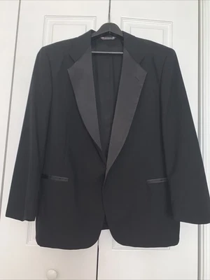 Neil Allyn Black Tuxedo Blazer 44S Satin Lapels 100% Wool Formal Wedding - Image 1 of 4