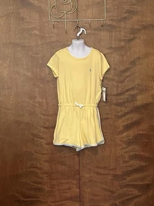 Polo Ralph Lauren Short Sleeve Cotton Jersey Romper Big Girls M 8/10 Yellow NWT - Picture 1 of 19