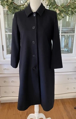 Hanna Andersson Wool Floral Embroidered Girls Long Dress Coat Black 150 US 12 - Image 1 of 4