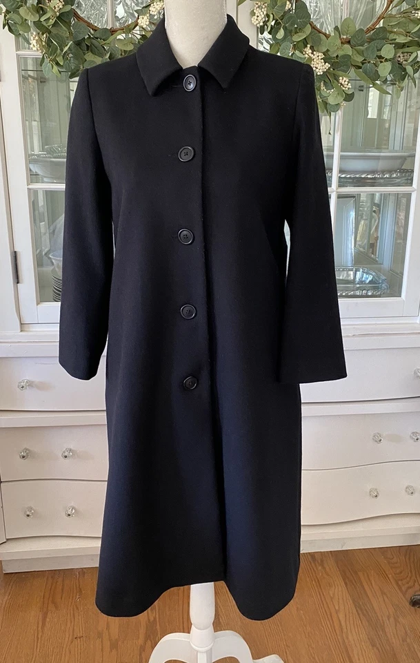 Hanna Andersson Wool Floral Embroidered Girls Long Dress Coat Black 150 US 12 - Image 1 of 4