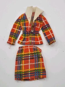 Traje de dos piezas a cuadros Best Buy 1974 Barbie vintage dañado Tlc #7815 - Imagen 1 de 16