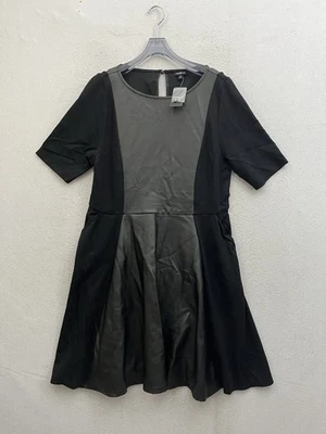 Nuevo con etiquetas Vestido Torrid Línea A Para Mujer 1 Negro Imitación Cuero con Bolsillos Manga Corta Foto 1 de 4