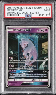 2017 POKEMON SUN & MOON SHINING LEGENDS SECRET #78 MEWTWO GX PSA 9 - Image 1 of 2