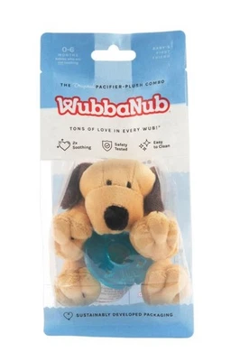 Chupete Wubbanub Marrón Cachorro Peluche Infantil Silicona Azul BPA Libre de Látex 0-6 M Foto 1 de 4
